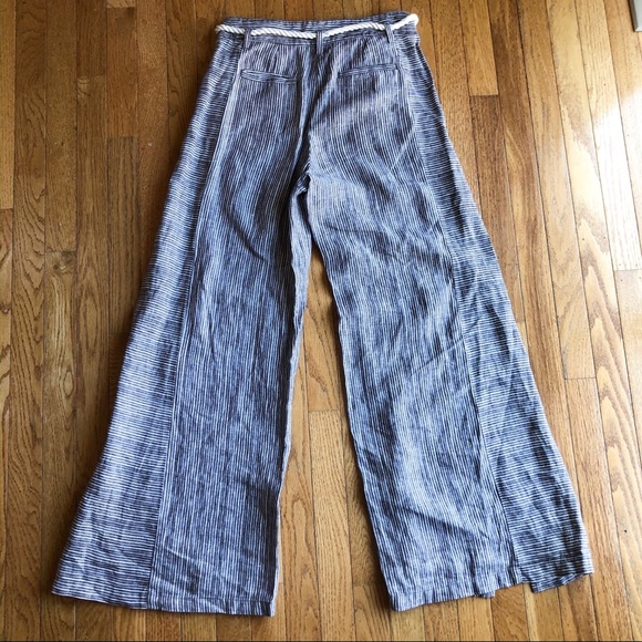 Anthro Ett:Twa Striped Linen Wide Leg Trouser Sz 0 - Picture 7 of 8